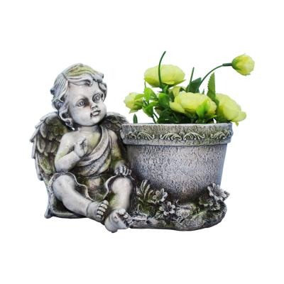 China American Style Custom Garden Supplies Angel Design Plant Pots Resin Angel* Flower Pot for sale