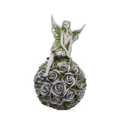 China Art Decor Flower Statue Fairy Decor Vivid Resin Custom Fairy Garden Polyresin Resting Angel Fairy Figurines * for sale