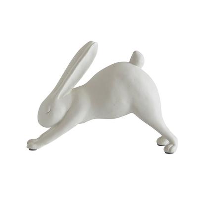 China White Europe Resin Yoga Bunny Forward Stretching Figurine for sale