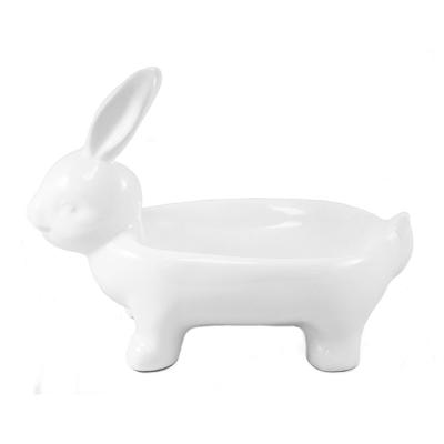 China Sustainable 3D Ceramic Bunny Bowl Easter Candy Bowl for sale