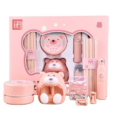 China Cartoon Bear Pencil Sharpener Set Gift Box Electric School Supplies Pencil Sharpener Children Stationery Gift 5127 for sale