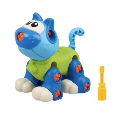 China Newest Plastic Screw Assemble Toy Cartoon Cat Kids Brain Development Creative Educational Toys 20.5*12.5*17cm for sale