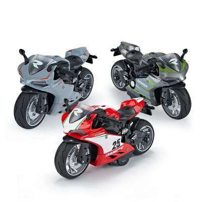 China Toy High Quality Diecast Vehicles Pull Back Race Motorcycle Toys Friction Powered Race Motorcycles With Music Lighting Die Cast Car Toy for sale