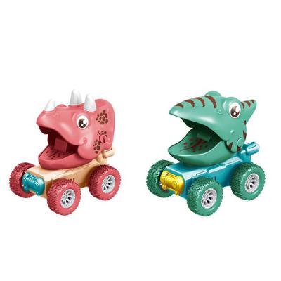 China Friction Toy Hot Sale Cardboard Dinosaur Car Toy Press Mouth Vehicles Gift Pull Back Cars Toys For Children for sale