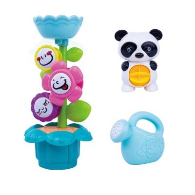 China Bath Playing Selling Lovely Baby Bathroom Toys Plastic Baby Toy Bathing Flower And Panda Funny Bath Toys For Children for sale