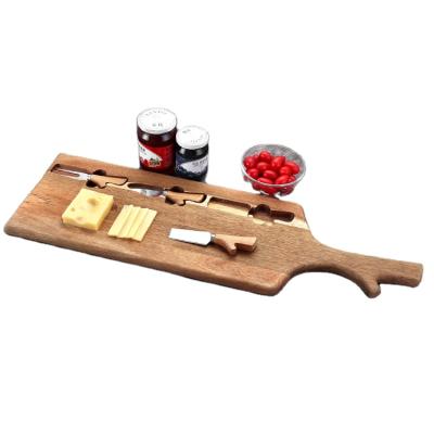 China Acacia Wood Sustainable Antler Cutting Board with Knife Cheese Board Set for sale