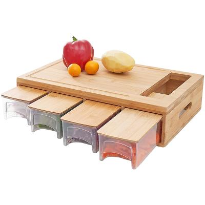 China Sustainable Bamboo Cheese Cutting Board With Multifunctional Drawer Storage Chopper for sale