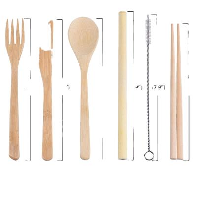 China Sustainable Goods Using Low Price Portable Flatware Bamboo Cutlery Set 5Pcs Bamboo Flatware Set For Kids for sale