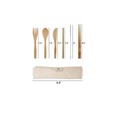 China Sustainable Selling Well New Type Bamboo Utensils Set Cutlery Set Fabric Flatware Case for sale