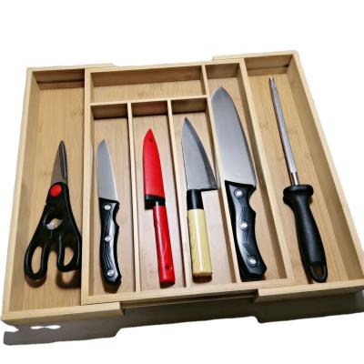 China Expandable Cutlery And Knife Storage Drawer Kitchen Storage Custom Made Bamboo Compartments for sale