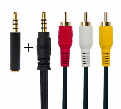 Китай Speaker 3.5mm 3RCA Digital Camera Cable 3.5 Male To Male Audio Video Jack Connectors For DVD Player продается