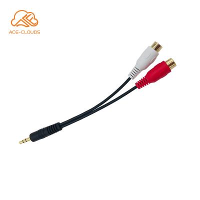 China Speaker Gold Plated 3.5mm to 2 RCA Female Extension Audio Cable en venta