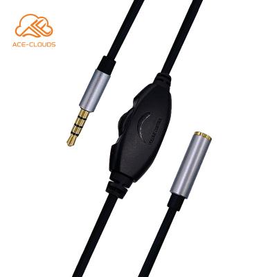 中国 High Quality Microphone 3.5mm Male To Female 4 Pole Earphone Extension Cable Audio Cord With Volume Control 販売のため