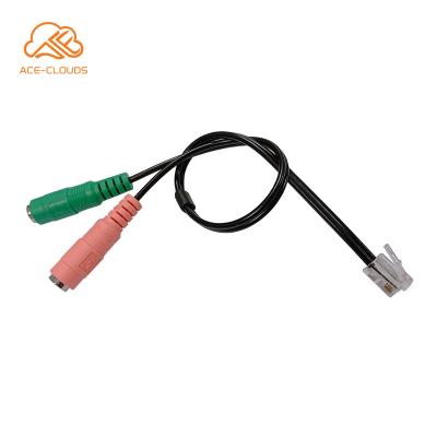 China COMPUTER RJ11 RJ12 to Dual 3.5mm Female IP Telephone Cable for sale