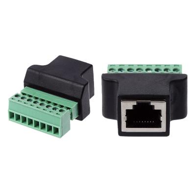 China Power Amplifier/Mixer/DJ Console Ethernet RJ45 Female to Screw Terminal 8 Pin CCTV Digital DVR Adapter Connector en venta