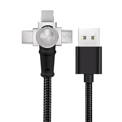 China Hot Sales 5A Fast Charging 180 Degree Rotate Dual Nylon Magnetic Charging Cable Brained for Type-C Android i-Product Devices for sale