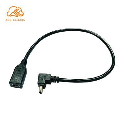 China MP3/MP4 Player Bottom Up Angle Male To Mini USB Female Extension Cable en venta