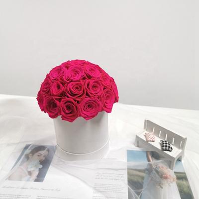 China Hot sale valentine's day gift eternal flowers lasting dome rose box infinity flower arrangement home decor flower for sale