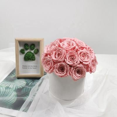 China Customized Durable Dome Shape Layout Preserved Flowers Rose In Gift Box Black Natural Preserved Rose Gift Box for sale