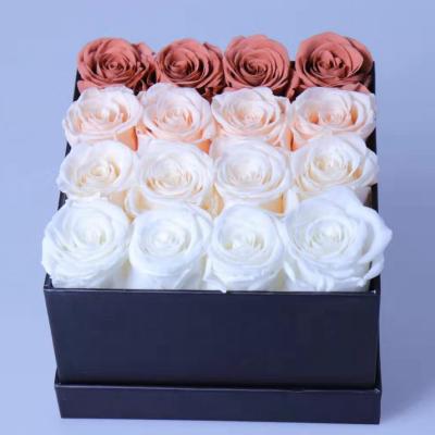 China Luxury Durable Rose Square Gift Box Eternal Eternal OEM Valentine Day Gift Rose Preserved Flower Box for sale