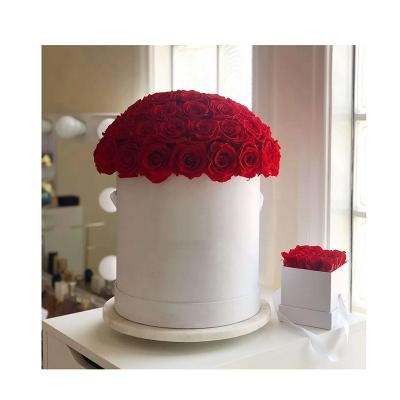 China Durable Factory Custom Preserved Roses Flower Gifts Set Round Flower Box Infinity Rose Box For Valentine for sale