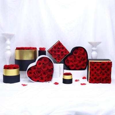 China High Quality Durable Velvet Flower Box Preserved Roses Box Rose Preserved For Valentines Mothers Gift for sale