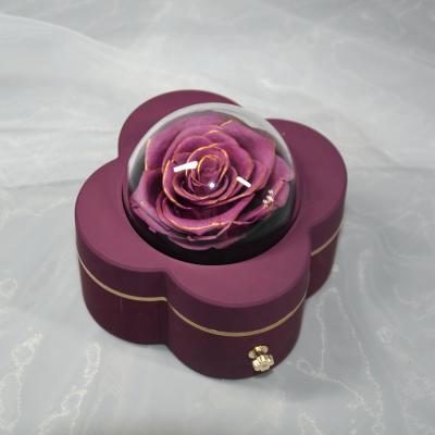 China Real Preserved Rose Lasting Preserved Rose Lasting Flower Rose With Jewels Acrylic Box Preserved Eternal Rose for sale