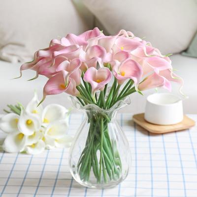 China Low Price Touch Artificial Flowers Mini Calla Lily Long Lasting White Color High Quality PU Real Flowers Calla Lilies For Wedding Decoration for sale