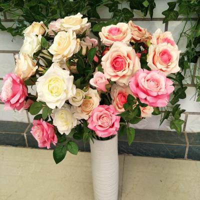 China Artificial Durable Wedding Flower Rose Real Silk Cloth Looking Like Rose Wedding Decoration for sale