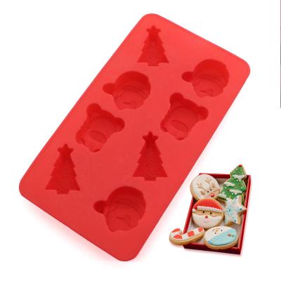 China Kingforce New Arrival 2022 Viable Christmas Food Grade High Temperature Resistance Silicone Cake Mold 8pcs Set for sale