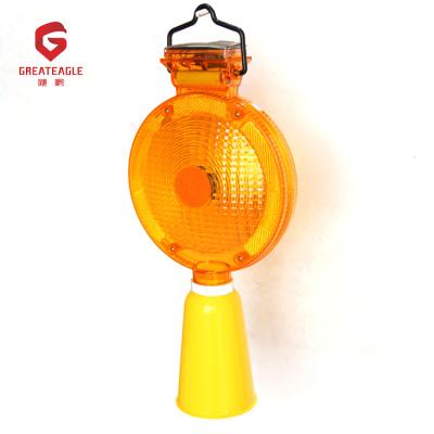 China PC/PS Lens +PP Lens Base High Visibility Street Warning Lamp Portable Led Flashing Solar Warning Light For Road Construction for sale