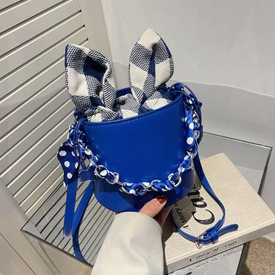 China 2022 New Advanced Women's Bag Blue Klein Street Trends Fashion Cross - Body Bucket Bag Fashion Chain Handbag Small for sale