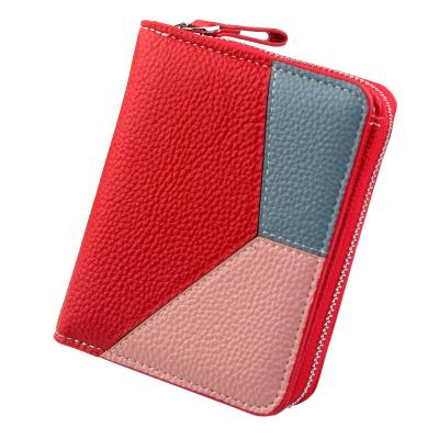 China New Anti-theft Purse Ladies Splice Lychee Leather Pattern Short Zipper Wallet Multifunctional Women Carteira for sale