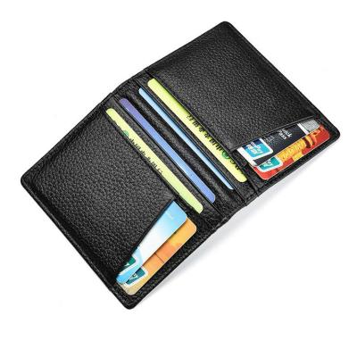 China Super Slim Men's Small Genuine Leather Wallet Soft 100% Mini Credit Purse Card Holders Credit Card Holders for sale