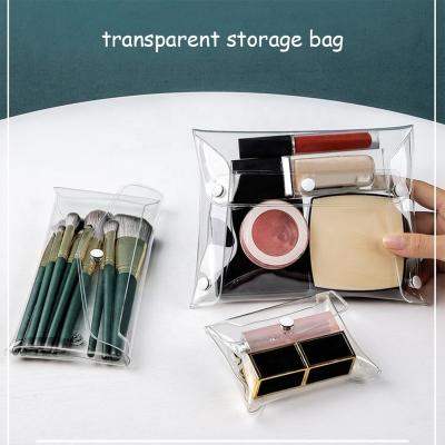 China INS Clear Cosmetic Bag Portable Travel Stored Cosmetic Bags Snap-Button Brush Storage Case Bathroom Cosmetic Storage Bag for sale