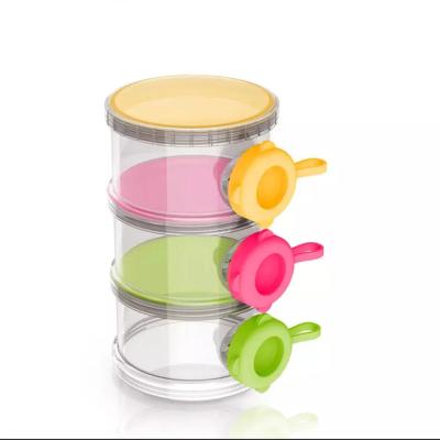 China BPA Free Milk Powder Container 3 Layers Infant Cute Portable Airtight Travel Baby Food Dispenser Formula Opp Bag Storage Box Popular for sale