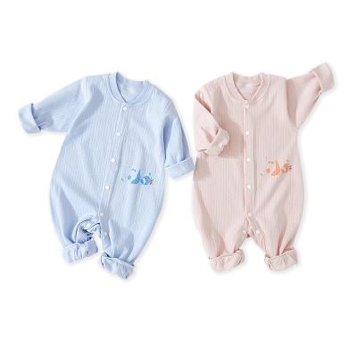 China 100% Organic Eco-friendly Bamboo Fiber OEM Cotton Long Sleeve Spring Long Sleeve Knitted Baby Romper Jumpsuit With Snaps for sale