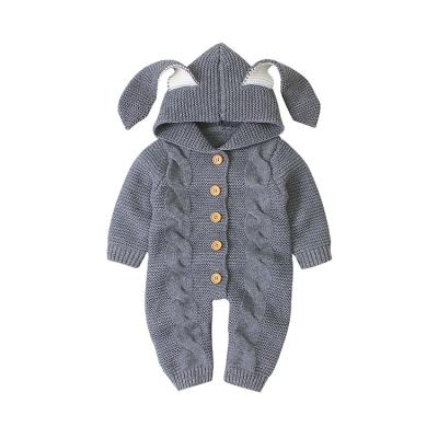 China New Comfotable Rabbit Ears Baby Jumpsuit Baby Overalls Jumpsuit 100% Cotton Cute One Piece Cotton Knitting Long Sleeve Jumpsuit for sale