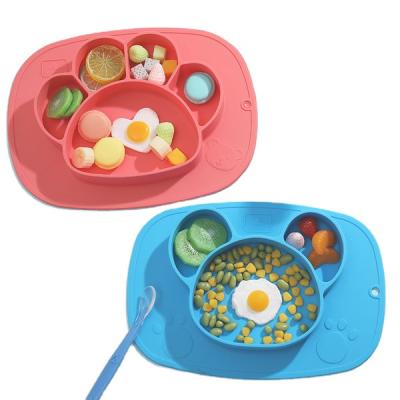 China Food Grade Silicon Factory Direct Wholesale Divided Silicone Bowl Anti Slip Baby Dish Silicone Feeding Dish for sale