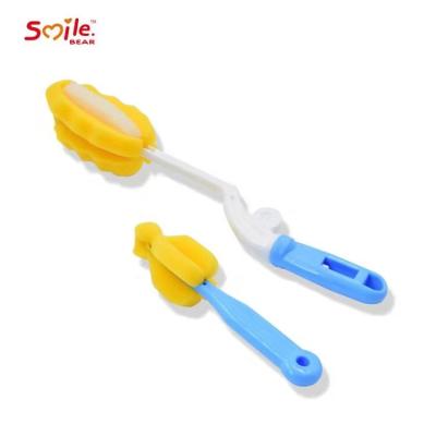 China Viable Long Handle 360 ​​Rotatable Nipple Cleaning Brush Small Nipple Cleaning Brush Cup Brush Sponge Bottle Brush for sale