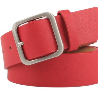 China Fashion.Casual 2022 New Fashion Ladies Belt Retro Simple Square Buckle PU Leather Trim Popular Women for sale