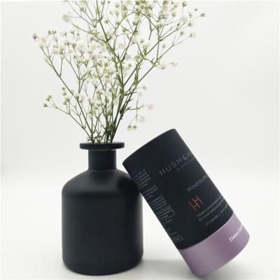 China Recyclable Aluminum Stamped Black Printing Paper Tube Box Packaging For Flower With UV Spot for sale