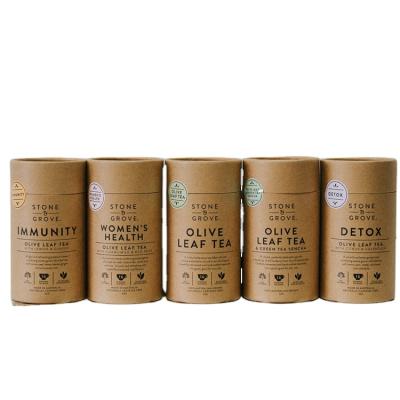 China Recycled Packaging Materials Tea Food Grade Cardboard Food Paper Packaging Tube With Metal Lid for sale