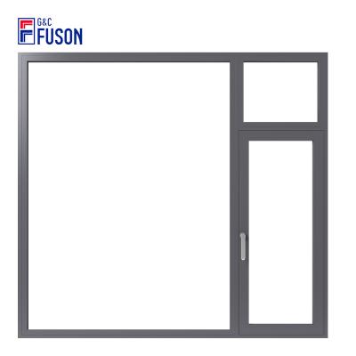 China Heat Insulation Fuson Foshan Factory Double Hung Black Window With Screen Hung Windows Tilt And Turn Windows With Aluminum Frame And Glass Panel for sale