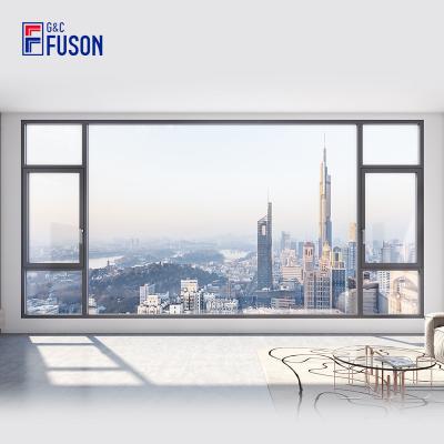 China Thermal Insulation Fuson Style Aluminum Wood French Window Sash Inward Arch Tilt & Turn Casement Windows for sale