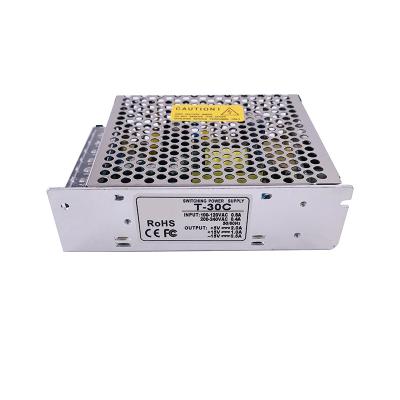 China 30W SMPS Triple Output Multiplex Voltage Switching Power Supply Output Voltage +5V 2A +15V 1A -15V 0.5A T-30C 129*98*38mm for sale