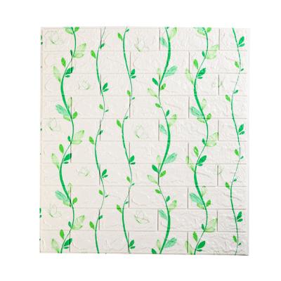 China China 3D Mid Century Modern Washable Wallpaper Bricks Green Vines Designs Self Adhesive Wall Panels for sale