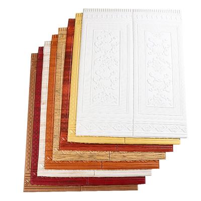 China DIY Classic 3D Embossed 3D Wood Home Decoration Foam Bordering Wall Panel Baseboard 3D Wallpaper for sale