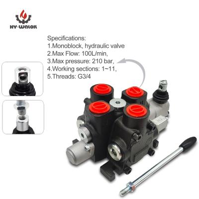 China Adopts parallel or oil circuit Hy-waloil PC100 series one work section SAE 12 port 21 gpm grading manual hydraulic sectional control valve for sale