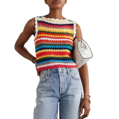 China 2022 Anti-wrinkle Custom OEM & ODM Crocheted Women Sweater Vest Hollow Hand Crocheted Knitwear Camisole Sweater Tops Sweater Vest for sale